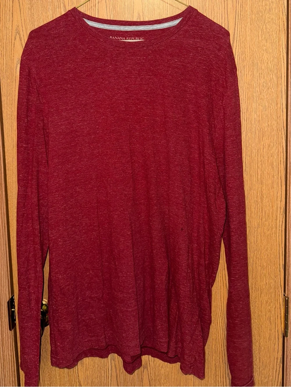 Banana Republic Men’s Long-Sleeve Crewneck Shirt - Burgundy